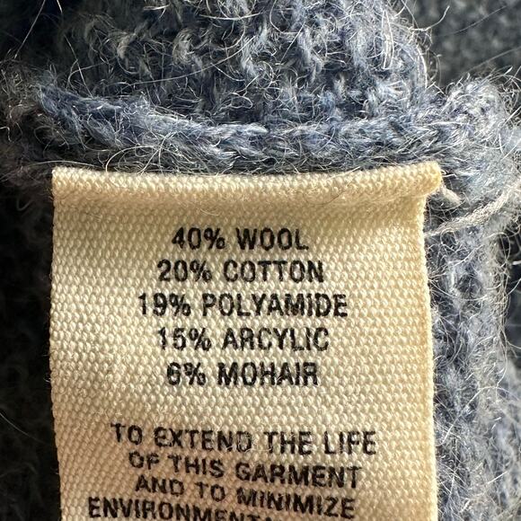 Alex Mill Faye Pointelle Crop Cardigan in Frost Blue Wool Mohair - Picture 8 of 8